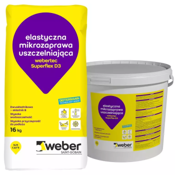 weber.tec Superflex D3 (A+B,.32 kg.) hydraulicznie wiążąca, dwuskładnikowa mikrozaprawa hydroizolacyjna